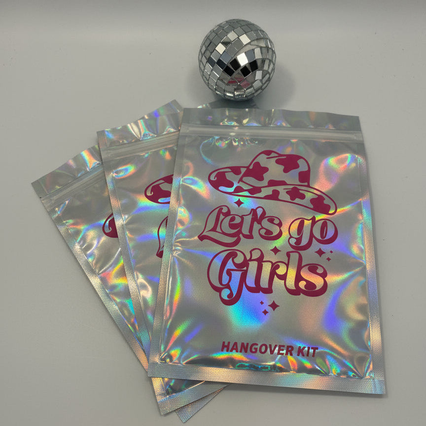 Let's go Girls Hangover Kit Holographic Zip Lock Bags