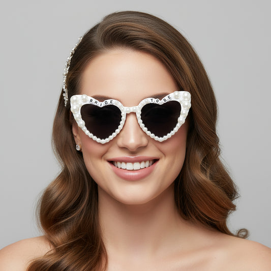 BRIDE to Be Hen Party white pearl heart shape sunglasses