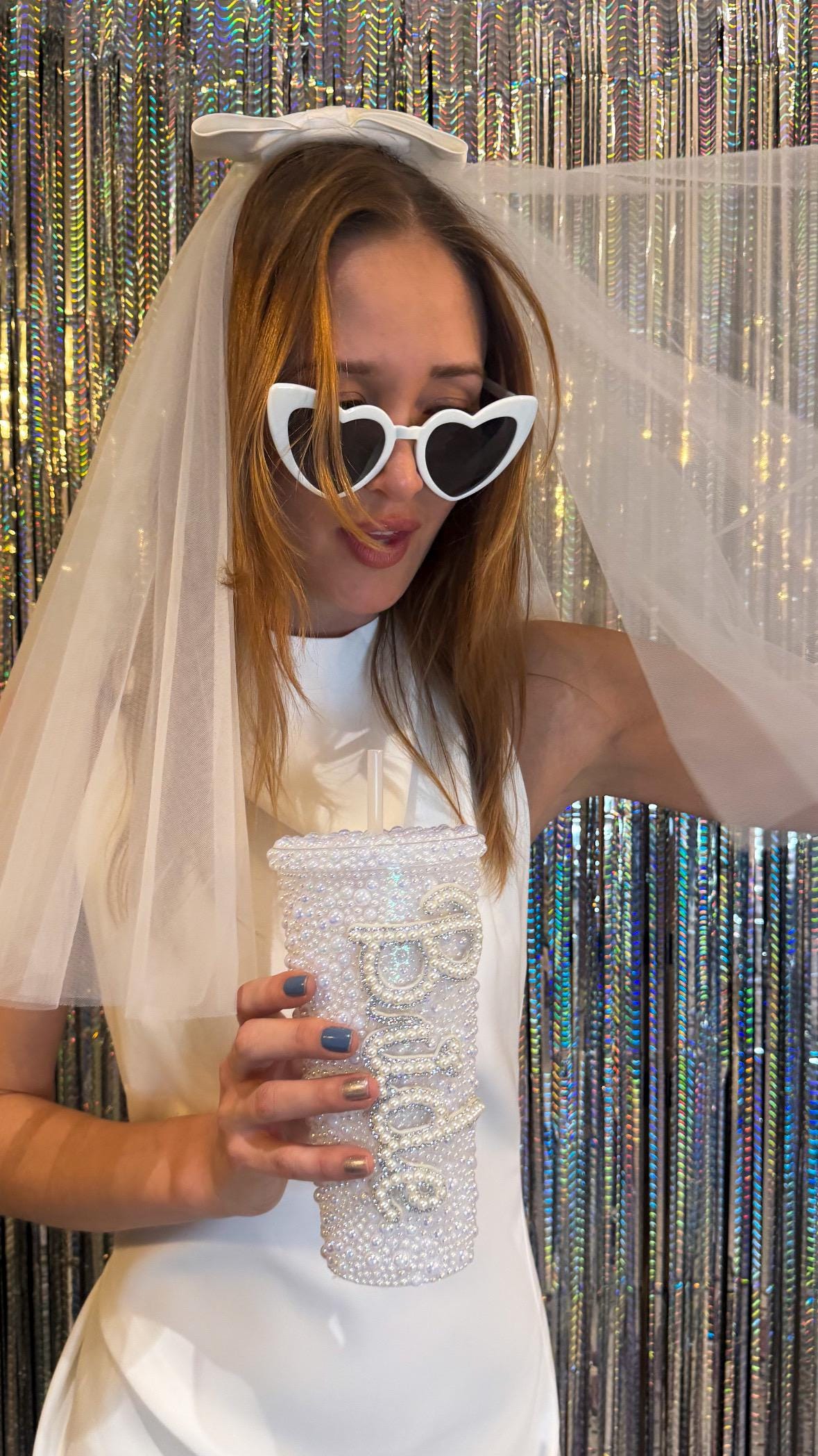 BRIDE Embellished pearl cold drinking cup