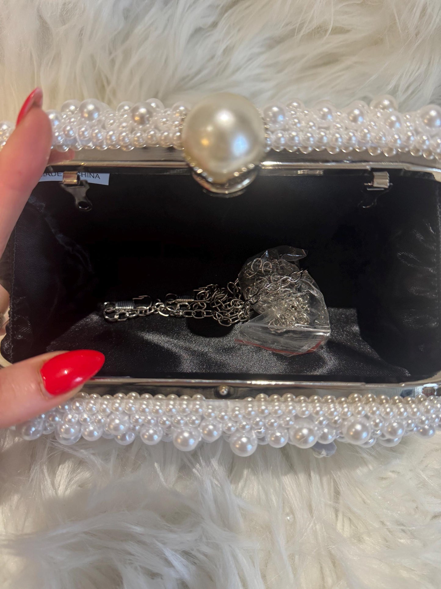 BRIDE  pearl embellished box clutch bag