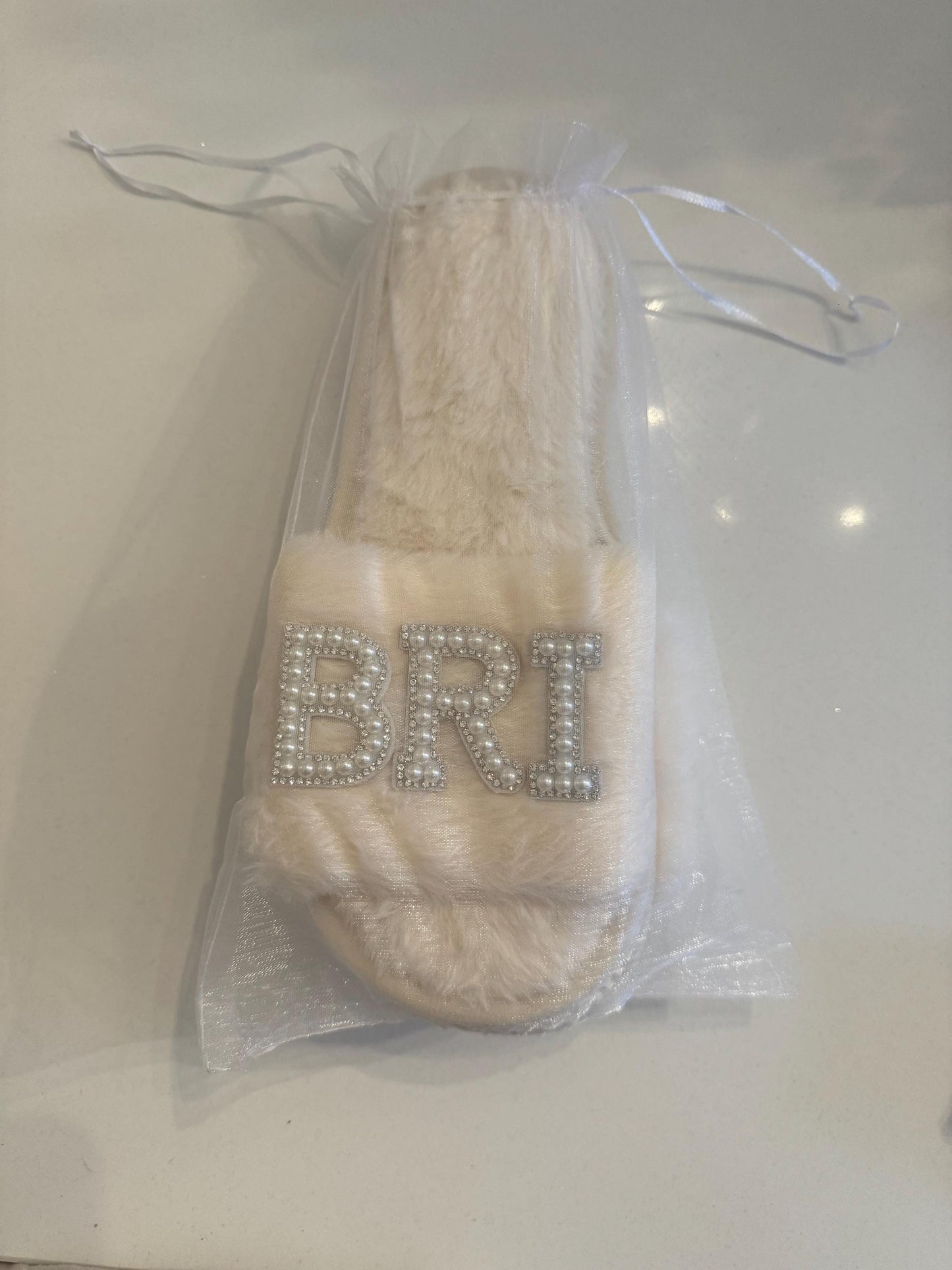 Ivory fur slider slippers