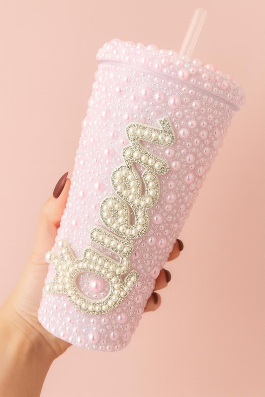 Queen Pearl & Rhinestone Tumbler