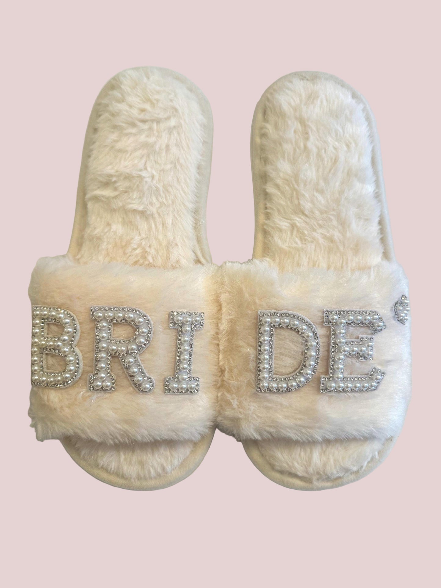 Ivory fur slider slippers
