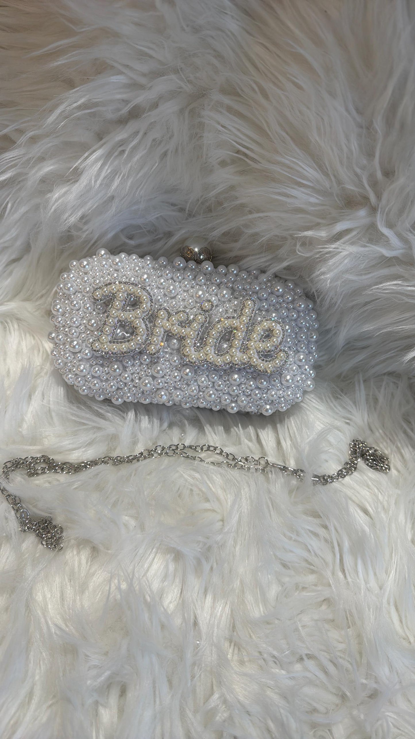 BRIDE  pearl embellished box clutch bag