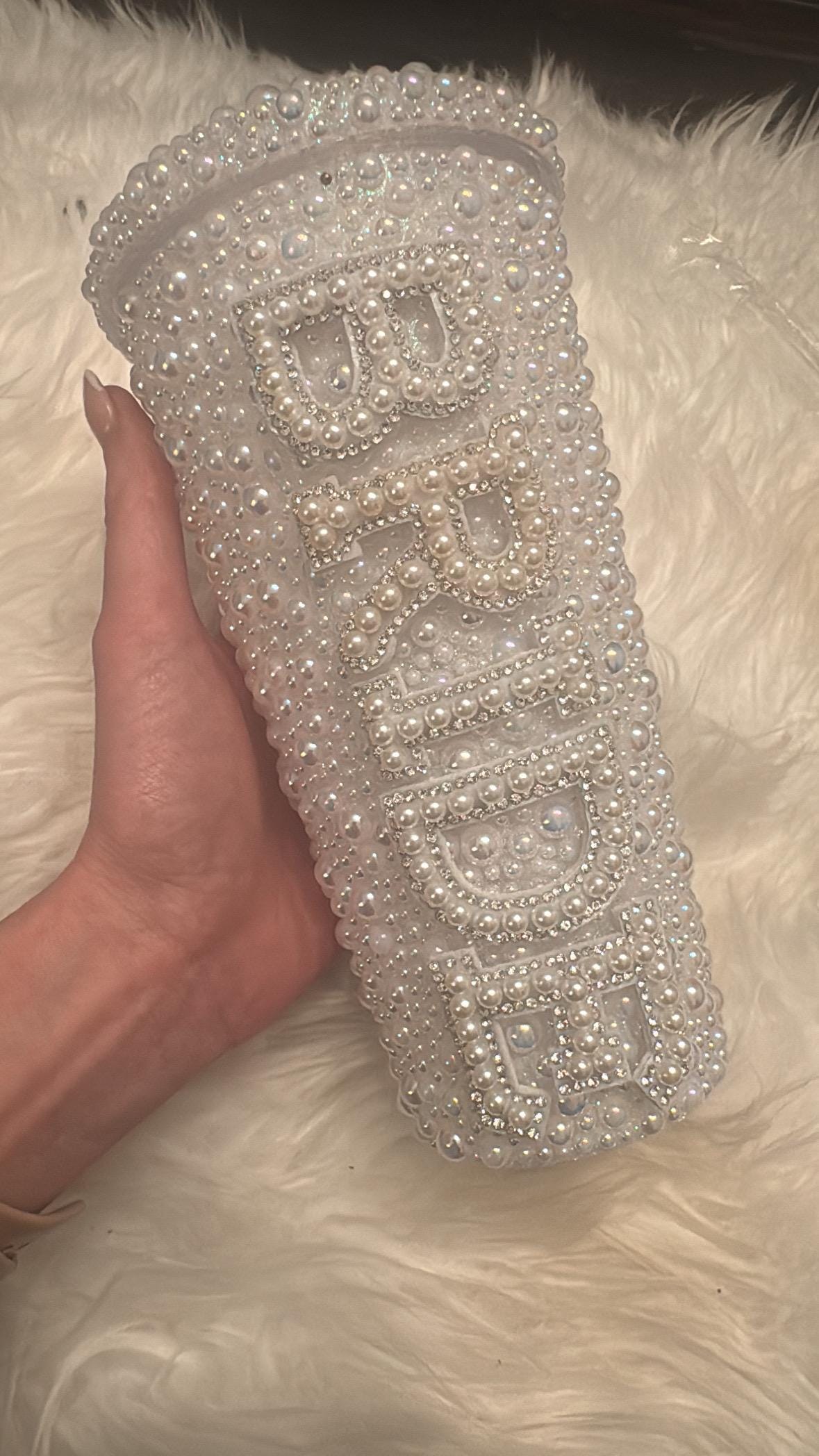 BRIDE Embellished cold drinking cup with lid and straw