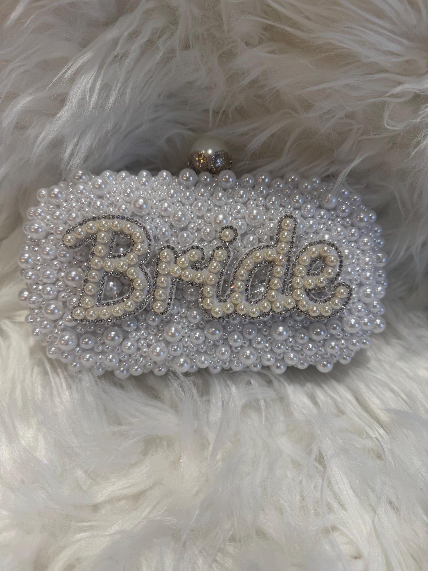 BRIDE  pearl embellished box clutch bag