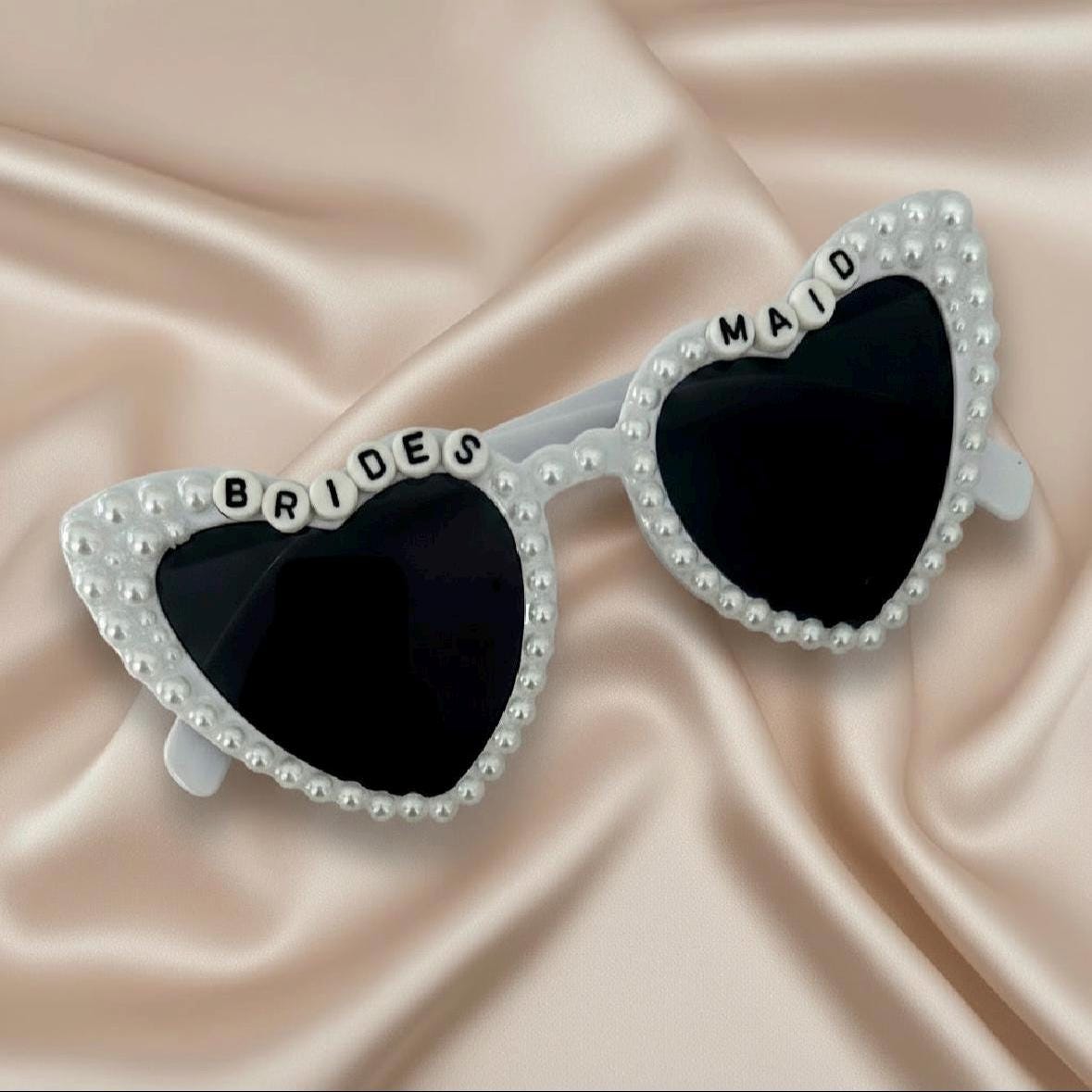BRIDESMAID sunglasses | Hen Party white pearl heart shape sunglasses | bridesmaid proposal  gift | party favours | bride to be |