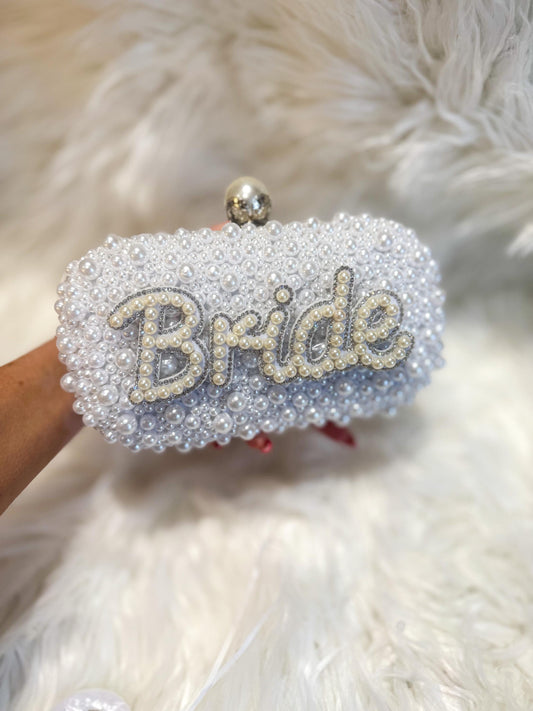 BRIDE  pearl embellished box clutch bag