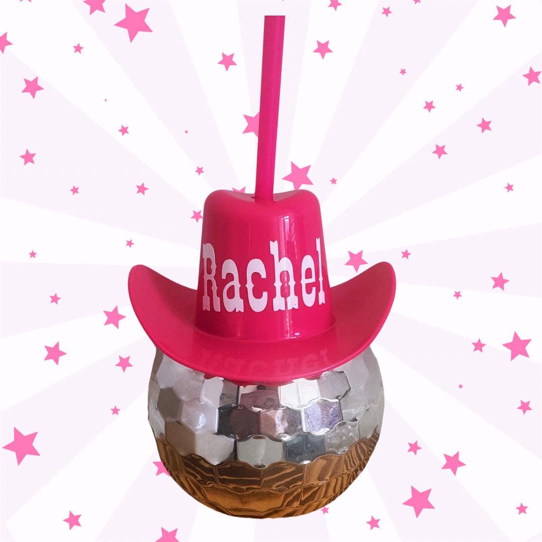 Personalised disco ball cowgirl cup tumbler with lid and straw | hen party | wedding | bride to be | bachelorette | last disco | last rodeo