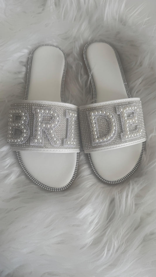 BRIDE diamante embellished summer sliders