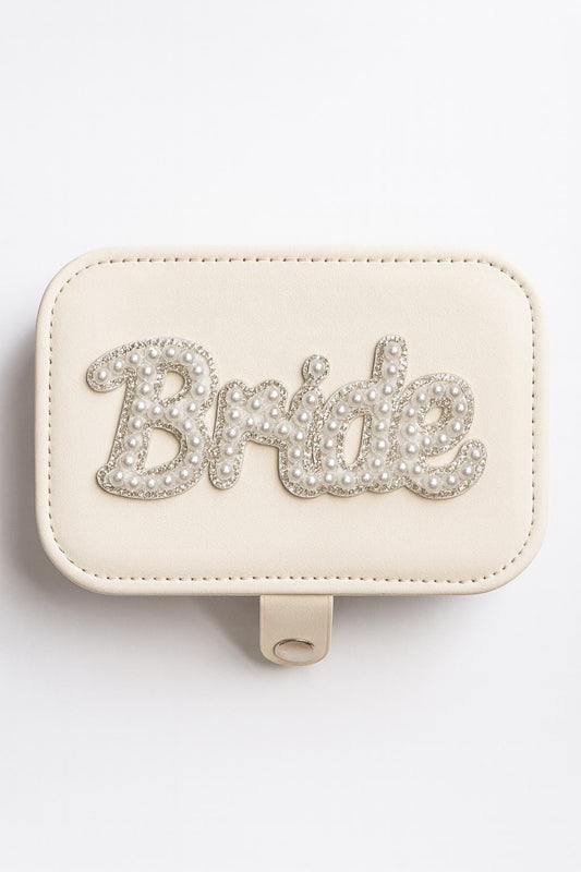 Pearl & Rhinestone Bride Faux Leather Jewellery Box